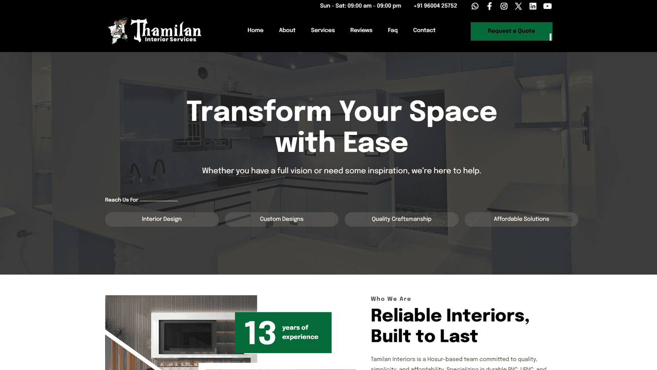 Tamilan Interiors, based in Hosur, specializes in durable, affordable PVC, UPVC, and aluminum interior designs for homes and businesses.